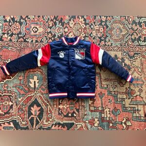 Mitchell & Ness NY Rangers Heavyweight Satin Jacket Youth 5/6 Kids NWT NL NYR